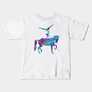 Girl Equestrian Watercolor Painting Kids T-Shirt